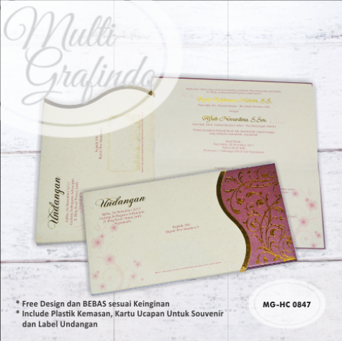 Cetak Undangan Hardcover full color 21x11 cm